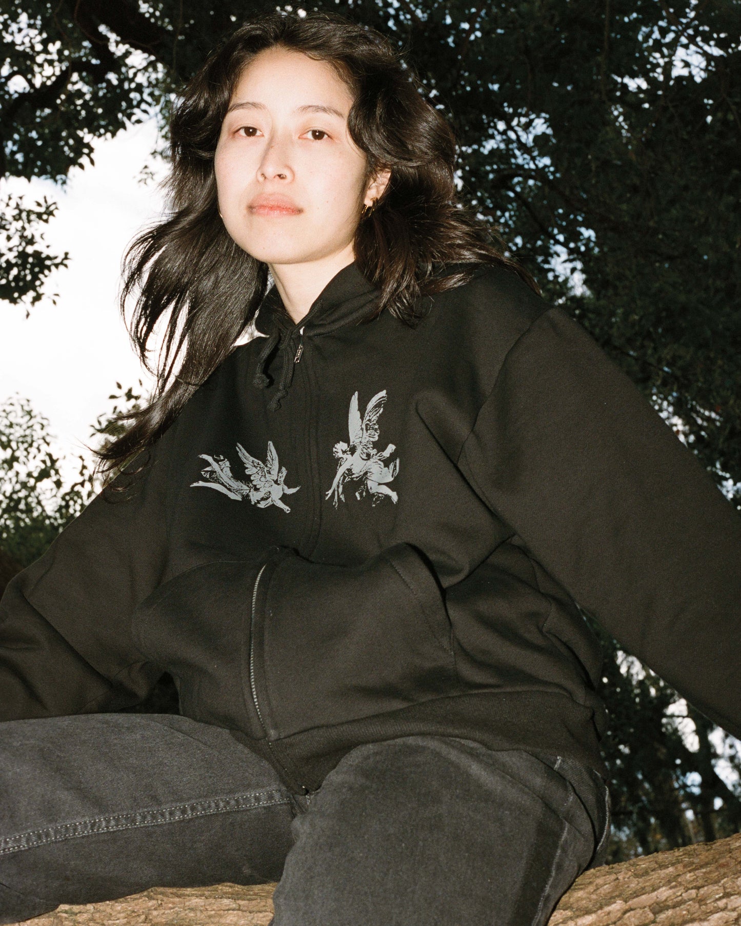 ANGEL ZIP HOODIE BLACK