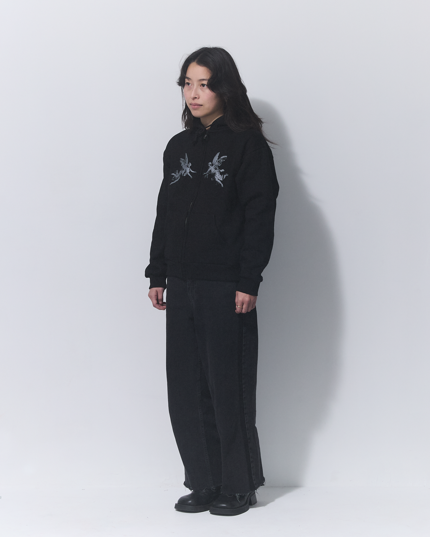 ANGEL ZIP HOODIE BLACK