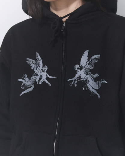 ANGEL ZIP HOODIE BLACK